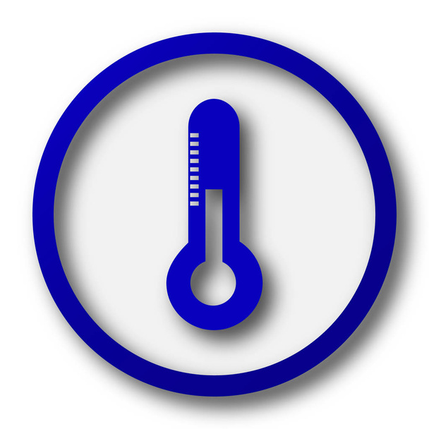 Thermometer pictogram. Blauwe internet knop op witte achtergrond - Foto, afbeelding