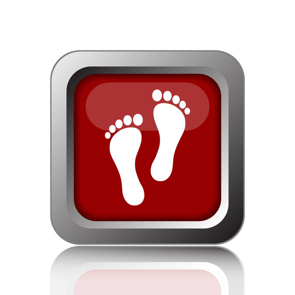 Icono de huella de pie. Botón de Internet sobre fondo blanco
 - Foto, imagen