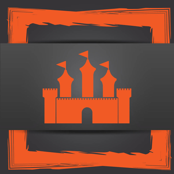 城アイコン。灰色の背景のインター ネット ボタン - 写真・画像