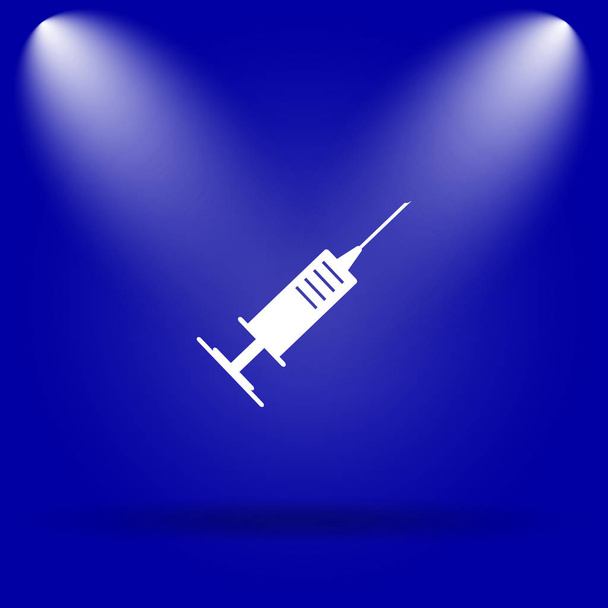 Injekční stříkačka ikona. Plochý ikona na modrém pozadí - Fotografie, Obrázek