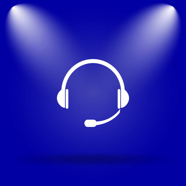 Fejhallgató ikonra. Lapos ikon kék háttér - Fotó, kép