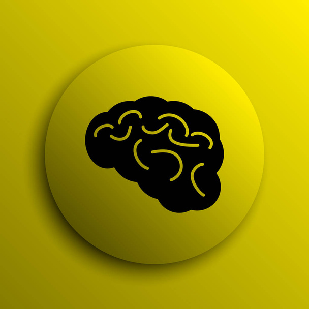 Εικονίδιο του εγκεφάλου. Κίτρινο κουμπί στο διαδίκτυο - Φωτογραφία, εικόνα