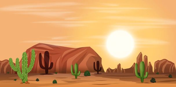 熱い砂漠の風景イラスト - ベクター画像