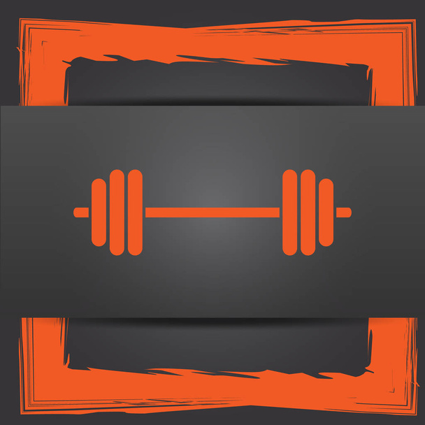 Ikone im Gewichtheben. Internet-Taste auf grauem Hintergrund - Foto, Bild
