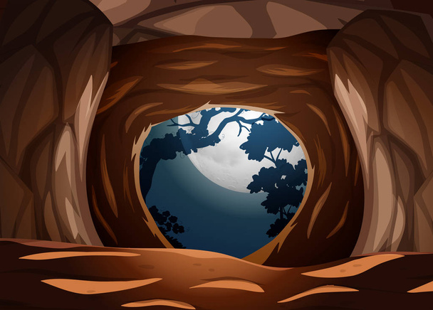 eine Höhle in dunkler Nacht Illustration - Vektor, Bild