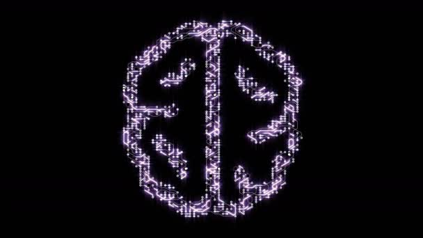 4k egy futurisztikus áramköri mozgó elektronok alakú agy. - Felvétel, videó