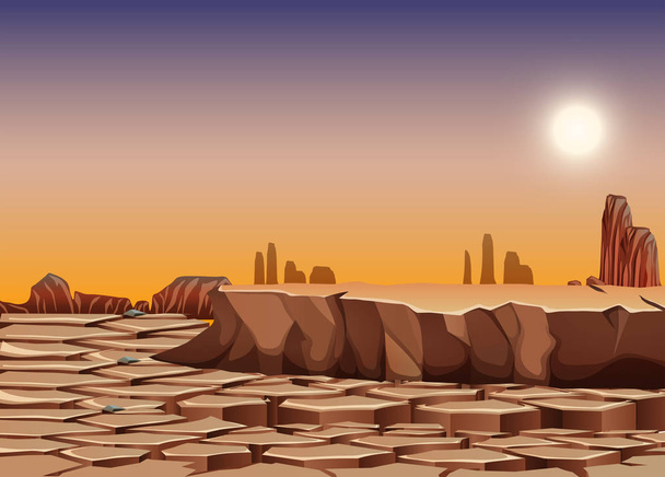 Deserto seco paisagem cena ilustração
 - Vetor, Imagem