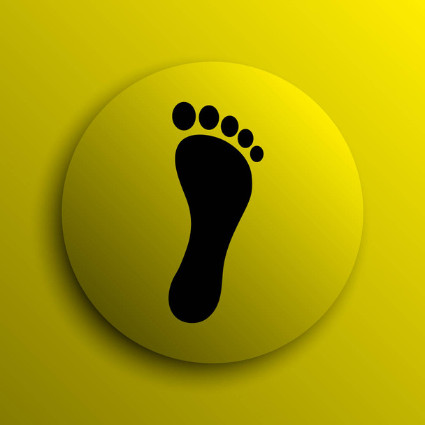 Ikona drukowania stóp. Żółty przycisk internet - Zdjęcie, obraz