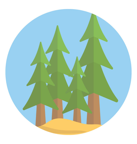 A flat icon design of trees landscape or forest - Διάνυσμα, εικόνα