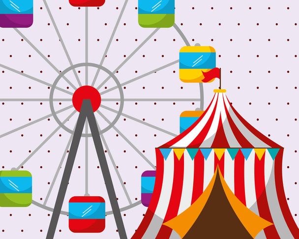 τσίρκο σκηνής ρόδα λούνα Καρναβάλι διασκέδαση δίκαιη Φεστιβάλ - Διάνυσμα, εικόνα