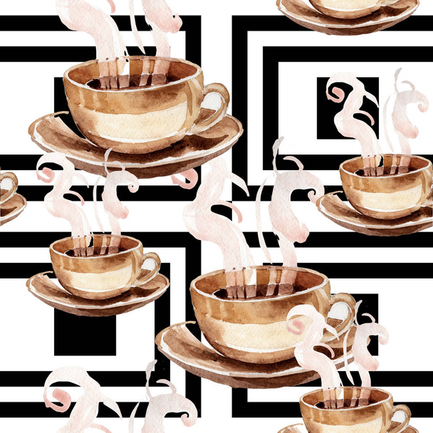 水彩風のコーヒー ・ ハウスのパターン. - 写真・画像