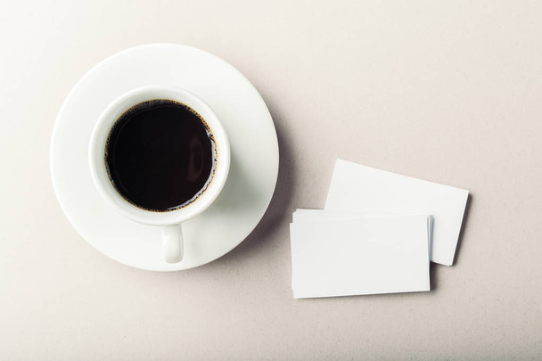 Blank card with coffee cup with space - 写真・画像
