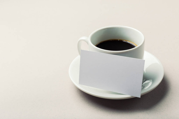 Blank card with coffee cup with space - Фото, зображення
