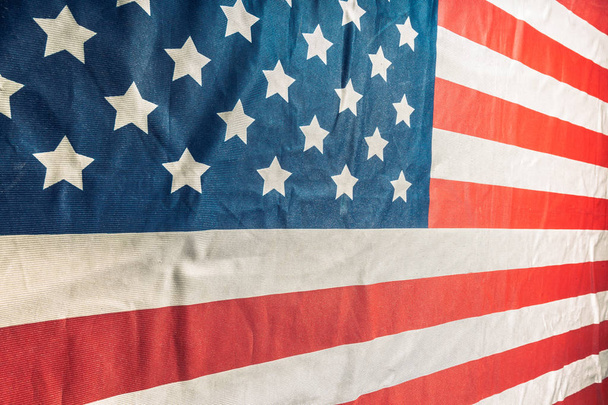 Closeup of ruffled American flag - 写真・画像