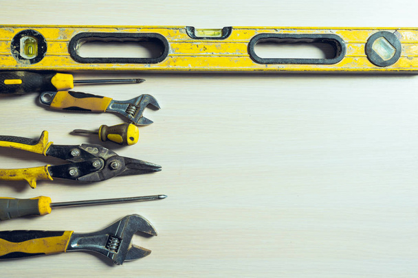 Assorted work tools  close-up view  - Φωτογραφία, εικόνα
