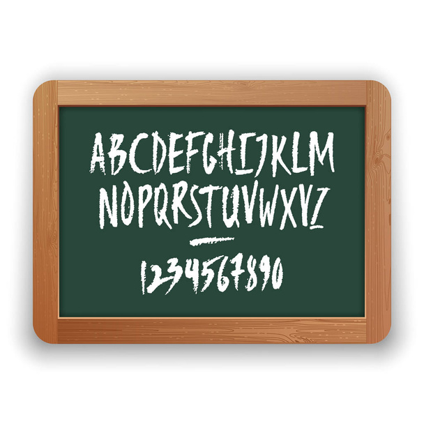 Vector Numbers and Uppercase Letters on Green Blackboard - Vektor, obrázek