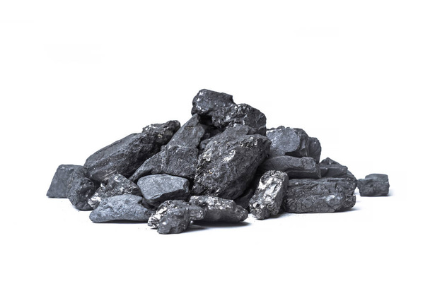 Natural wood charcoal Isolated on white - Foto, imagen