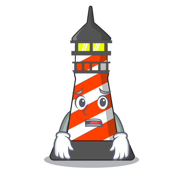 Afraid lighthouse on the beach mascot - Vector, Image