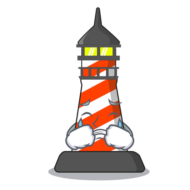 Crying lighthouse on the beach mascot - Вектор,изображение