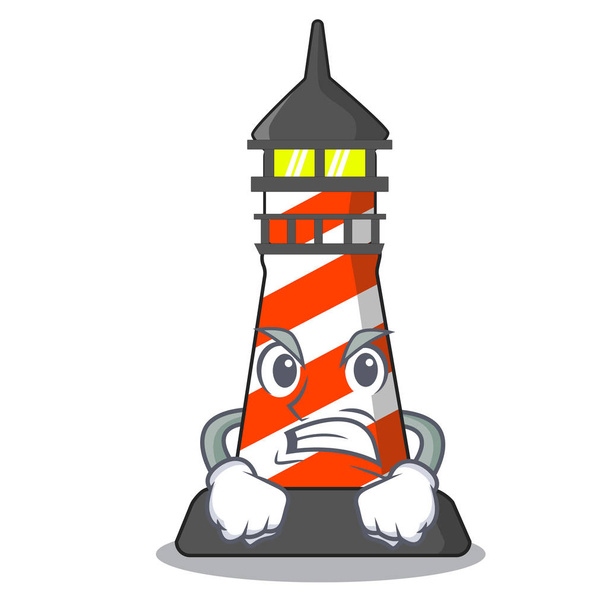 Angry lighthouse on the beach mascot - Vector, Image
