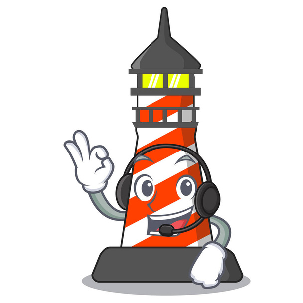 With headphone classic cartoon lighthouse of red - Vektori, kuva