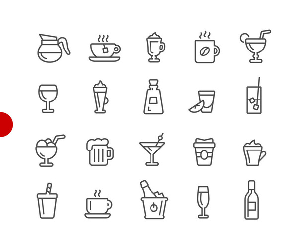 Bebidas Iconos / / Red Point Series - Iconos de línea vectorial para sus proyectos digitales o impresos
. - Vector, imagen