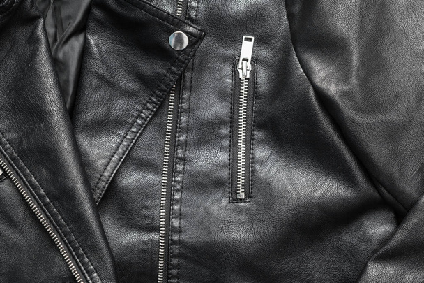 fashion female leather jacket, close-up  - 写真・画像