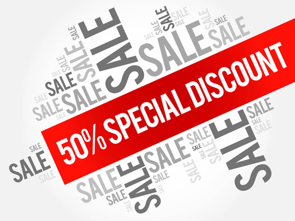 50% Special Discount sale words cloud, business concept background - Vettoriali, immagini