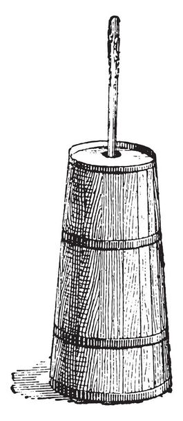 バター チャーン、ビンテージの刻まれた図。言葉・事・辞典 Larive ・ フルーリ - 1895 - ベクター画像