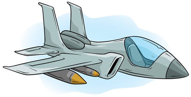 Dibujos animados de aire fresco Jet Fighter icono del vector
 - Vector, Imagen