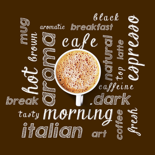 nuvem palavra café em um fundo marrom
 - Foto, Imagem