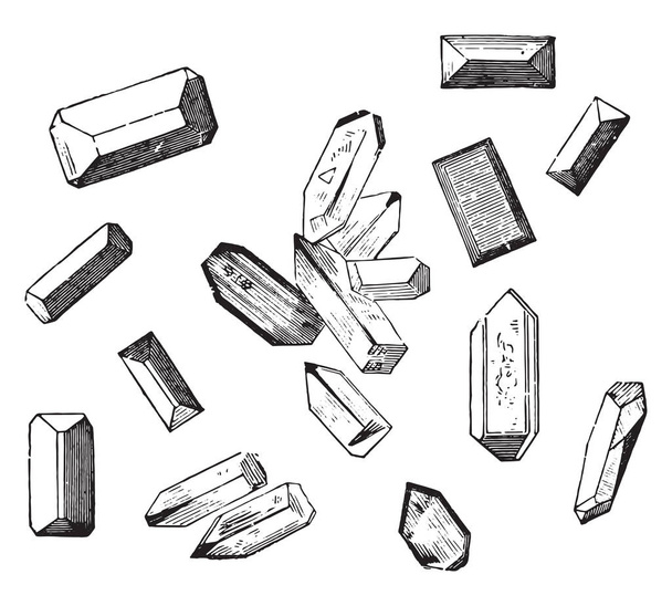 Vormen van kristallen van de magnesium ammoniumfosfaat, vintage gegraveerd illustratie - Vector, afbeelding