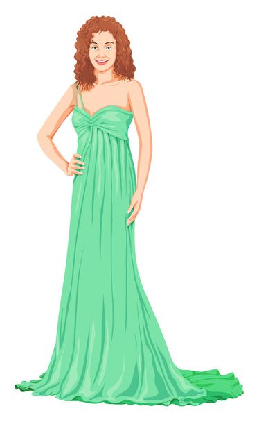 Vector of beautiful woman in gown. - Vector, Image