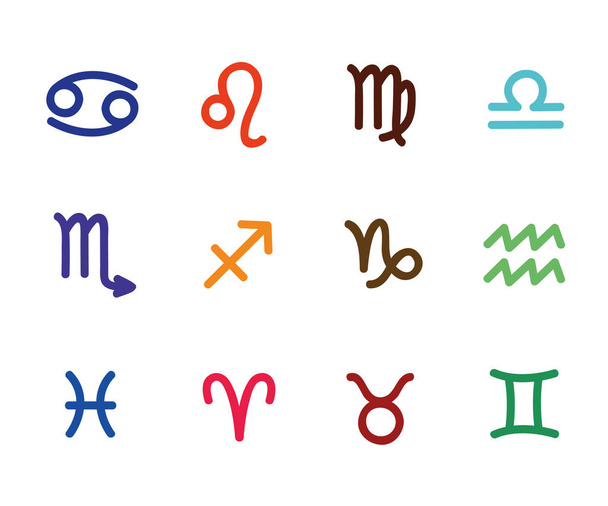 oroscopo segno stilizzato contorno zodiacale colorato - Vettoriali, immagini