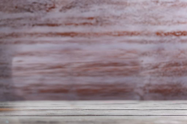 Empty wooden surface on blurred background - Fotoğraf, Görsel