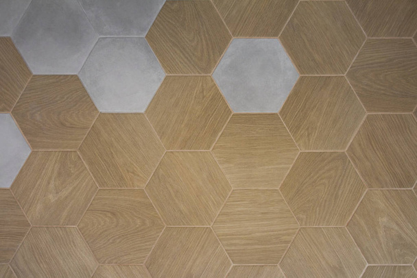 Hexagon brown and gray tile - Photo, Image