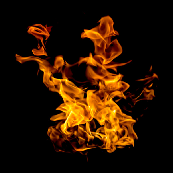 Flammenfeuer auf schwarzem Hintergrund - Foto, Bild