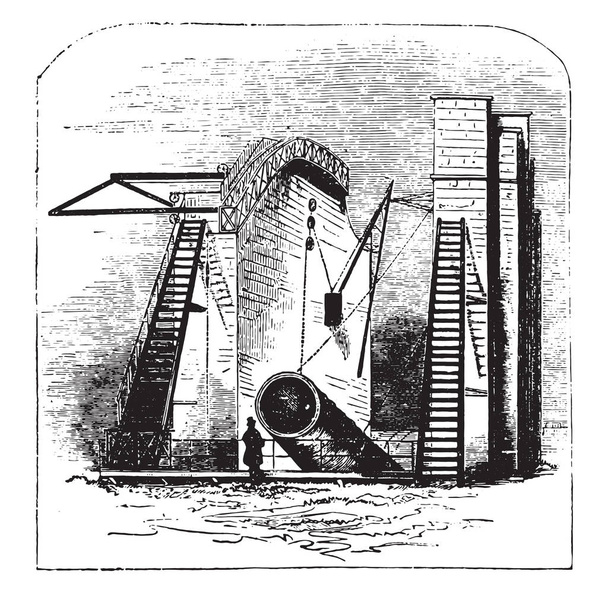 De grote rosse telescoop, vintage gegraveerd illustratie - Vector, afbeelding