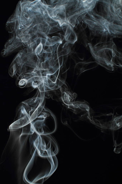 White smoke texture on black background - Zdjęcie, obraz