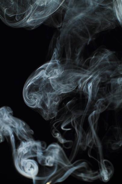 White smoke texture on black background - Fotó, kép