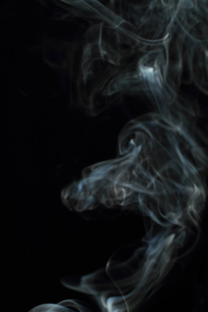 White smoke texture on black background - Photo, image