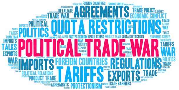 Political Trade War word cloud on a white background.  - Vector, Image
