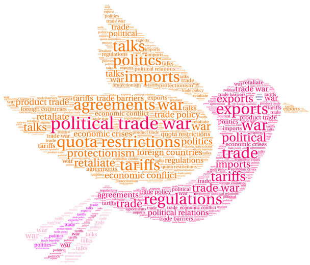 Beyaz bir arka plan üzerinde siyasi ticaret savaş kelime bulutu.  - Vektör, Görsel