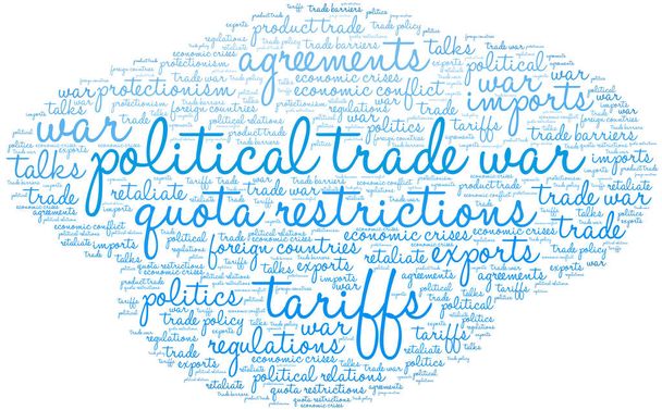 白の背景に政治的な貿易戦争単語の雲.  - ベクター画像
