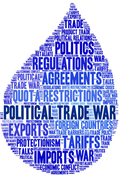 Beyaz bir arka plan üzerinde siyasi ticaret savaş kelime bulutu.  - Vektör, Görsel