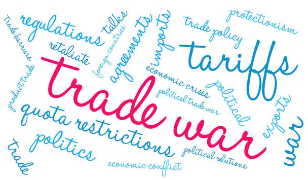 Trade War word cloud on a white background.  - Vector, Image