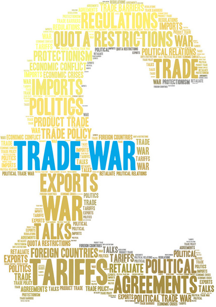 Handelskrieg Wortwolke auf weißem Hintergrund.  - Vektor, Bild