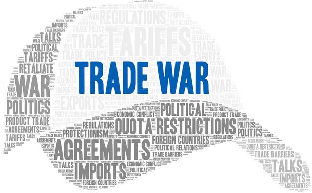 Trade War nuvem de palavras em um fundo branco
.  - Vetor, Imagem