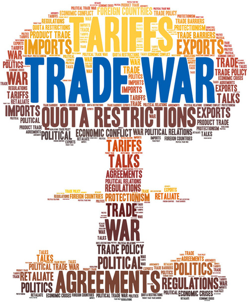 Trade War nuvem de palavras em um fundo branco
.  - Vetor, Imagem