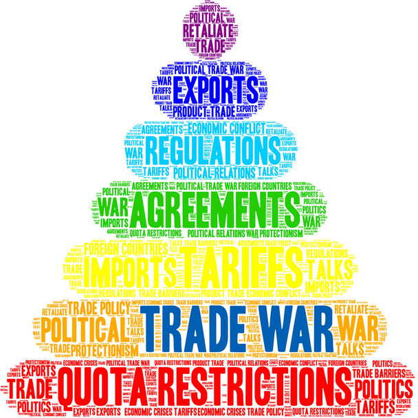 Trade War word cloud on a white background.  - Vector, Image